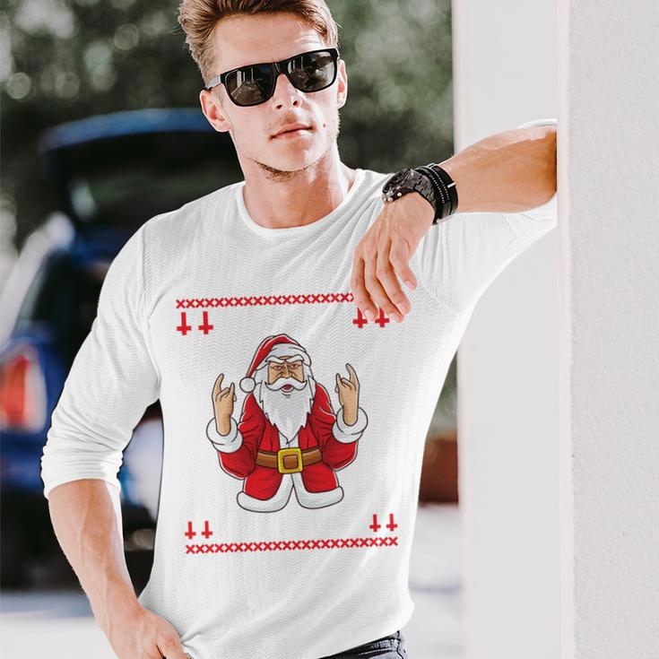 Heavy Metal Christmas Sleigher Hail Santa Claus Rock Music Langarmshirts Geschenke für Ihn