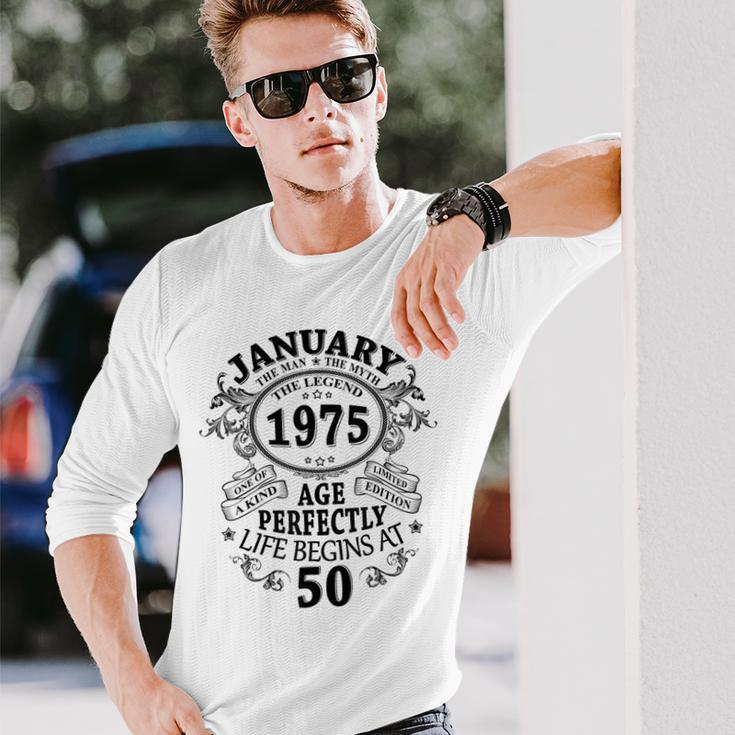 January 1975 50 Years Decoration 1975 50Th Birthday Langarmshirts Geschenke für Ihn