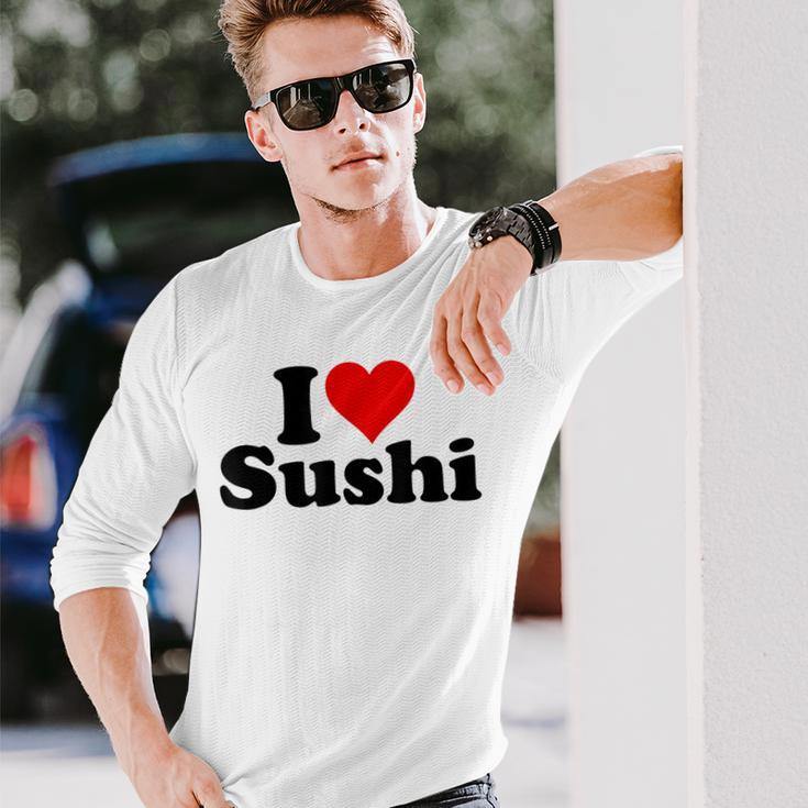 Japanese Food I Love Heart Sushi Langarmshirts Geschenke für Ihn