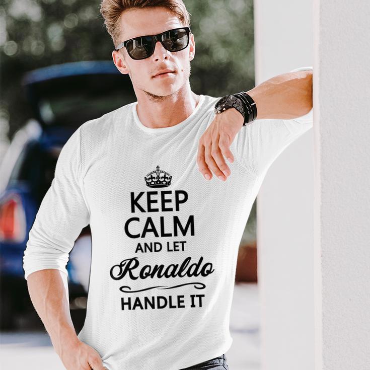 Keep Calm And Let Ronaldo Handle It Name Gray Langarmshirts Geschenke für Ihn