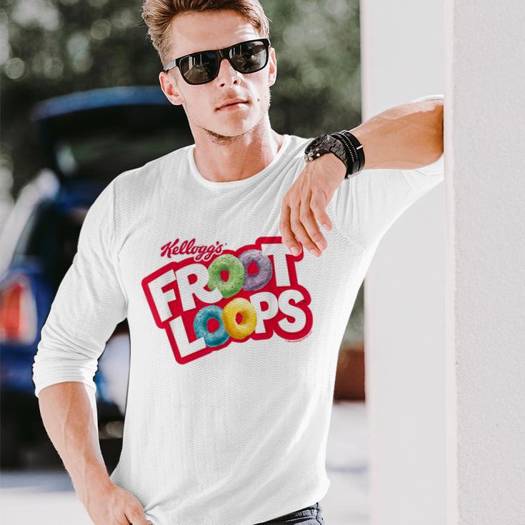 Kellogg's Froot Loops Breakfast Cereal Logo Blue Langarmshirts Geschenke für Ihn