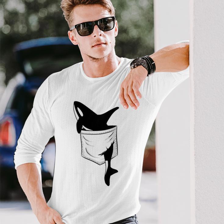 Casual Killer Whale Orca In Your Pocket Blue Langarmshirts Geschenke für Ihn