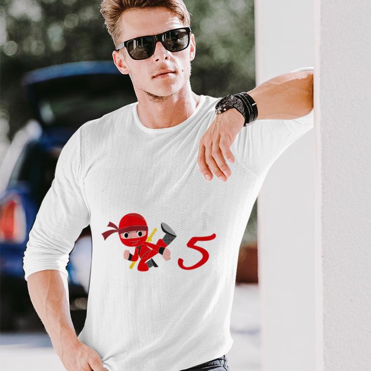 Kinder 5 Geburtstag Junge 5 Jahre Alt Fünfjähriger Ninja Rot Langarmshirts Geschenke für Ihn