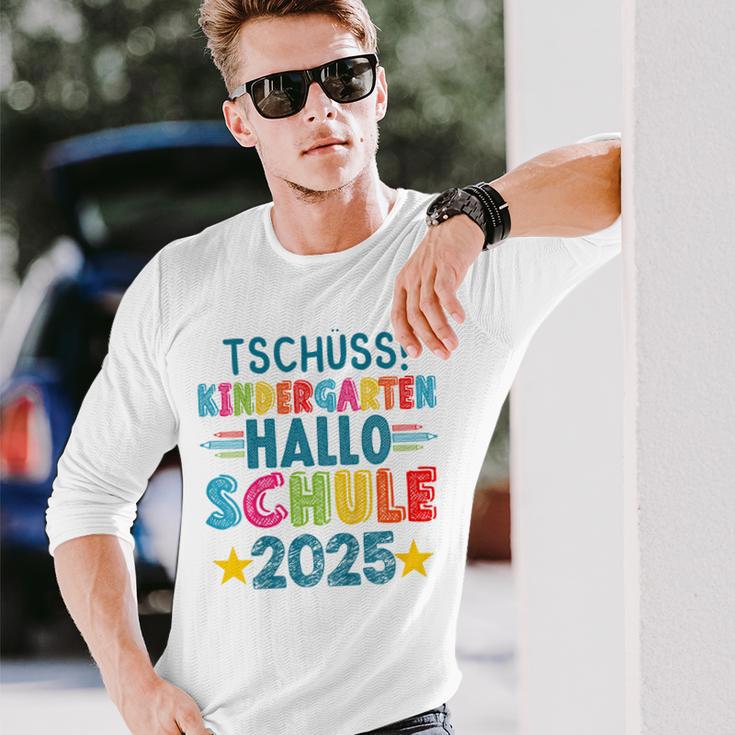 Kinder Tschüss Kindergarten Hallo Schule 2025 Lustig Kita Abgänger Langarmshirts Geschenke für Ihn