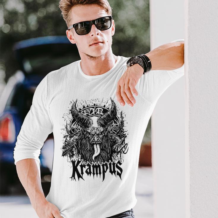 Kramperl Perchten Knecht Ruprecht Christmas Demon Krampus Gray Langarmshirts Geschenke für Ihn