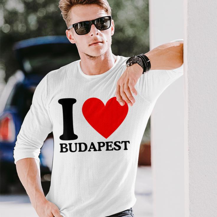 With I Love Budapest Motif Langarmshirts Geschenke für Ihn