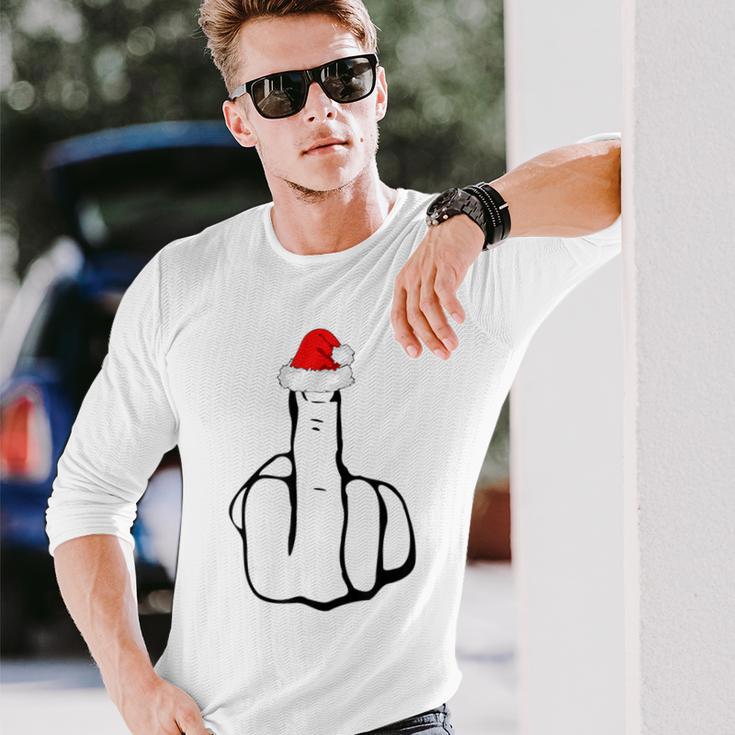 Middle Finger Jolly As Fuck Adult Joke Offensive Christmas Langarmshirts Geschenke für Ihn