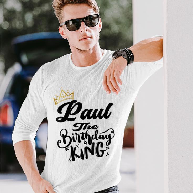 Paul The Birthday King Happy Birthday Boys Nager Gray Langarmshirts Geschenke für Ihn