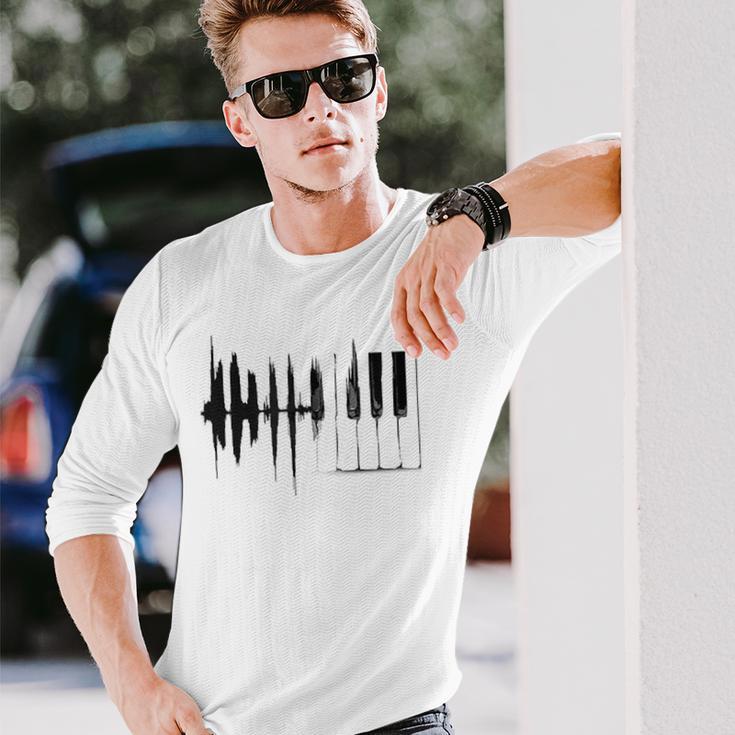 Piano Piano Keys Wings Gray Langarmshirts Geschenke für Ihn