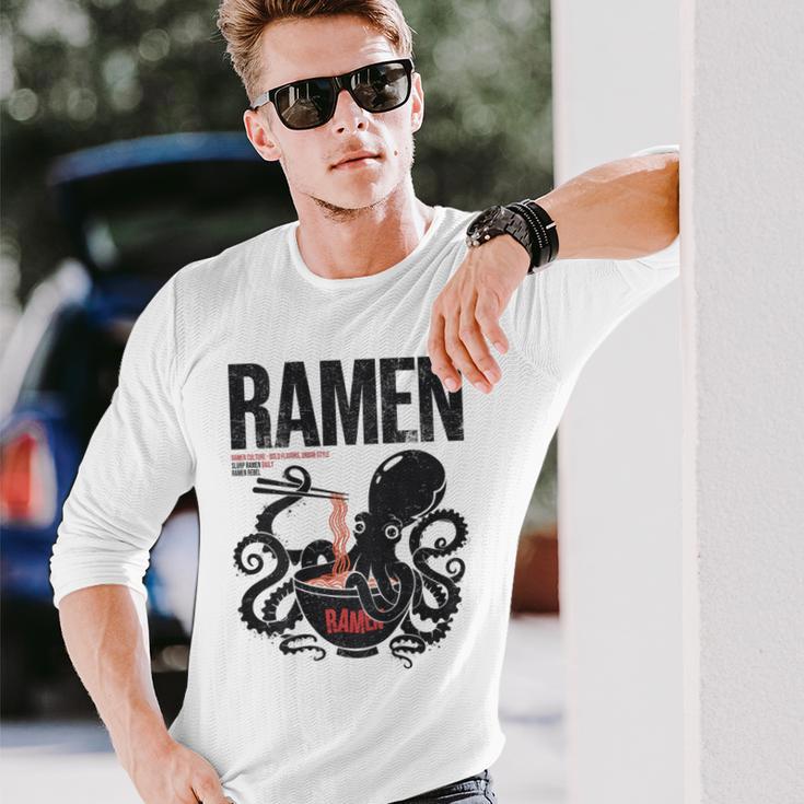 Ramen Anime Manga Kawaii Otaku Fashion Backprint Streetwear Gray Langarmshirts Geschenke für Ihn