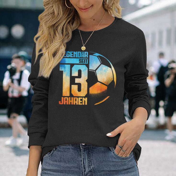 13Th Birthday Decoration Football Player 13 Years Boy Nager Langarmshirts Geschenke für Sie