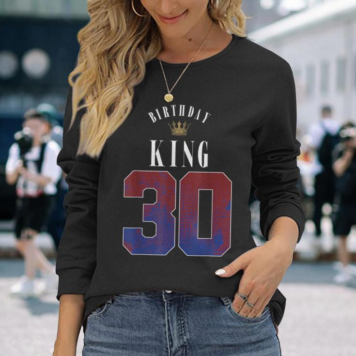 30Th Birthday King Crown 30 Years Bday For Men Langarmshirts Geschenke für Sie