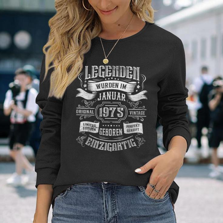 49Th Birthday Legends Were Born In January 1975 Langarmshirts Geschenke für Sie