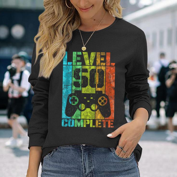 50Th Birthday Man Gamer Level Complete 50 Years Langarmshirts Geschenke für Sie