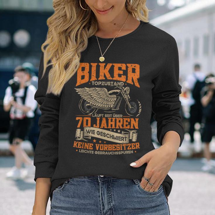 70Th Birthday Man Motorcycle Biker 70 Years Biker Langarmshirts Geschenke für Sie