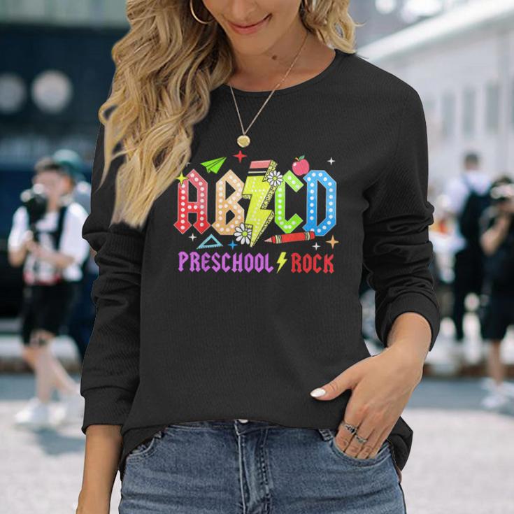Abcd Preescolar Rocks Lápiz Rayo Maestros Rock Boys Camiseta de manga larga Regalos para ella