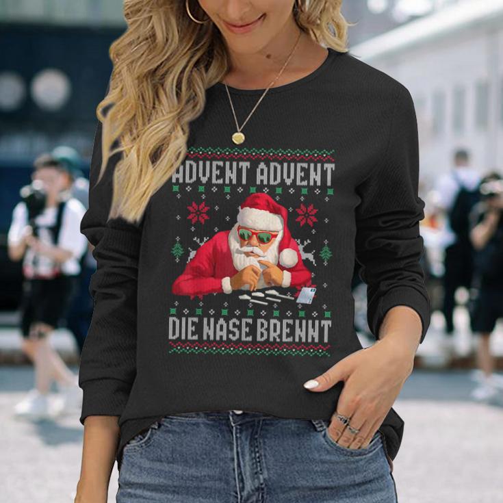 Advent Advent The Nose Burns X Xmas Christmas Santa Langarmshirts Geschenke für Sie