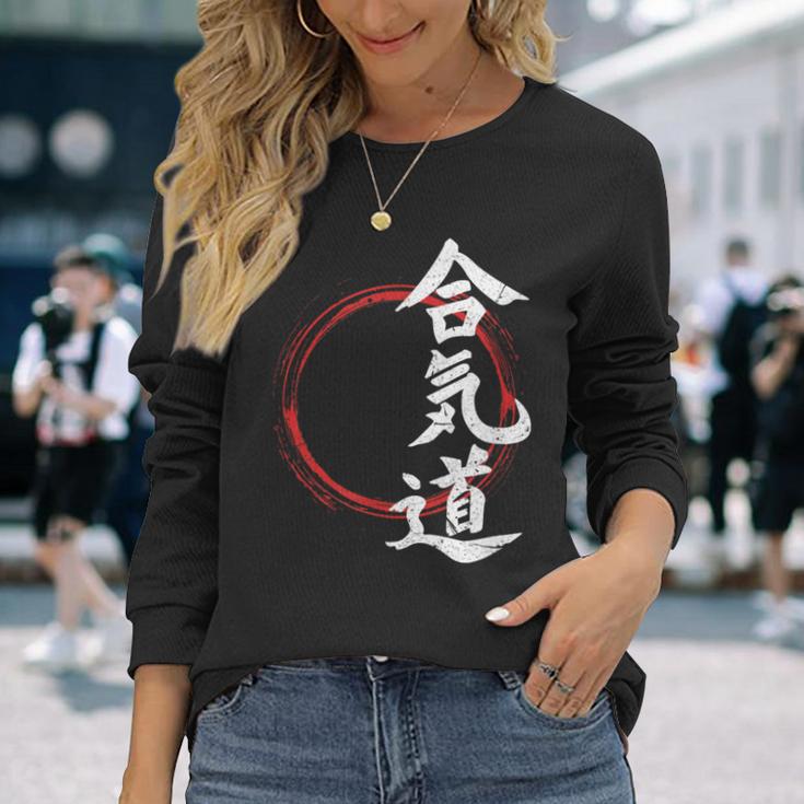 Aikido Martial Arts Japan Symbol Langarmshirts Geschenke für Sie