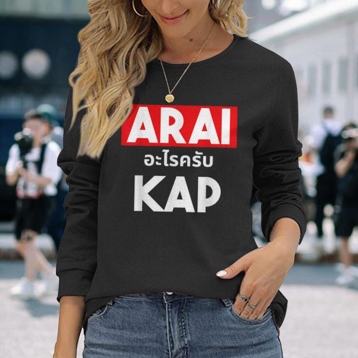 Arai Cape Thai Script Saying Thailand Langarmshirts Geschenke für Sie