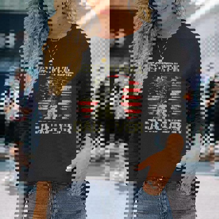 Best Pitbull Dad Ever Us Flag For Dog Dad Long Sleeve T-Shirt Gifts for Her