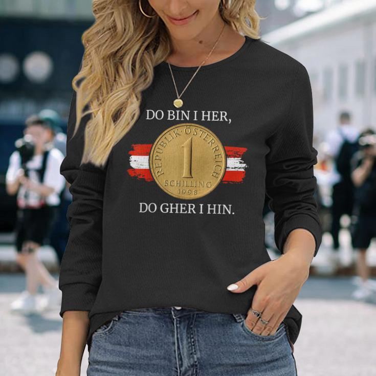 Do Bin I Her Austria Schilling Austrian Flag Langarmshirts Geschenke für Sie