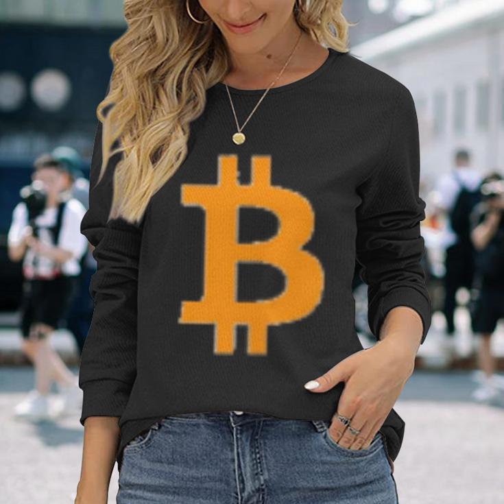 Bitcoin Logo Small Simple Subtle Little Centred Langarmshirts Geschenke für Sie