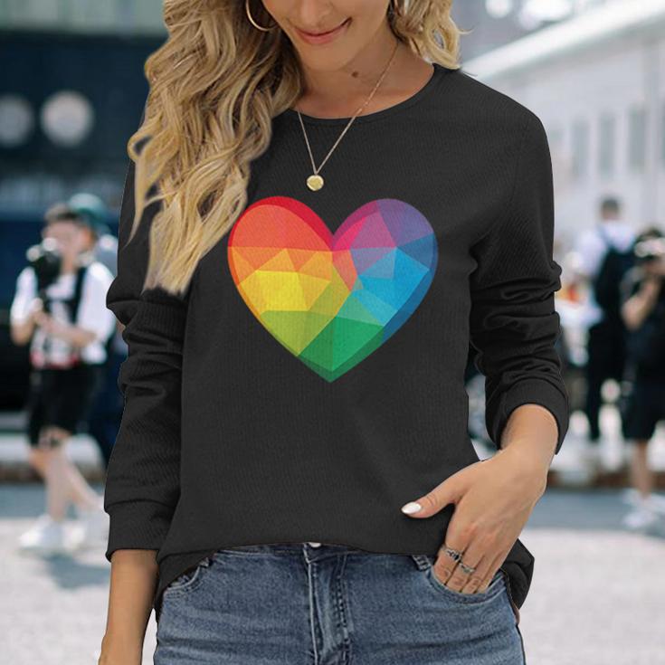 Buntes Herz Regenbogen Langarmshirts Geschenke für Sie