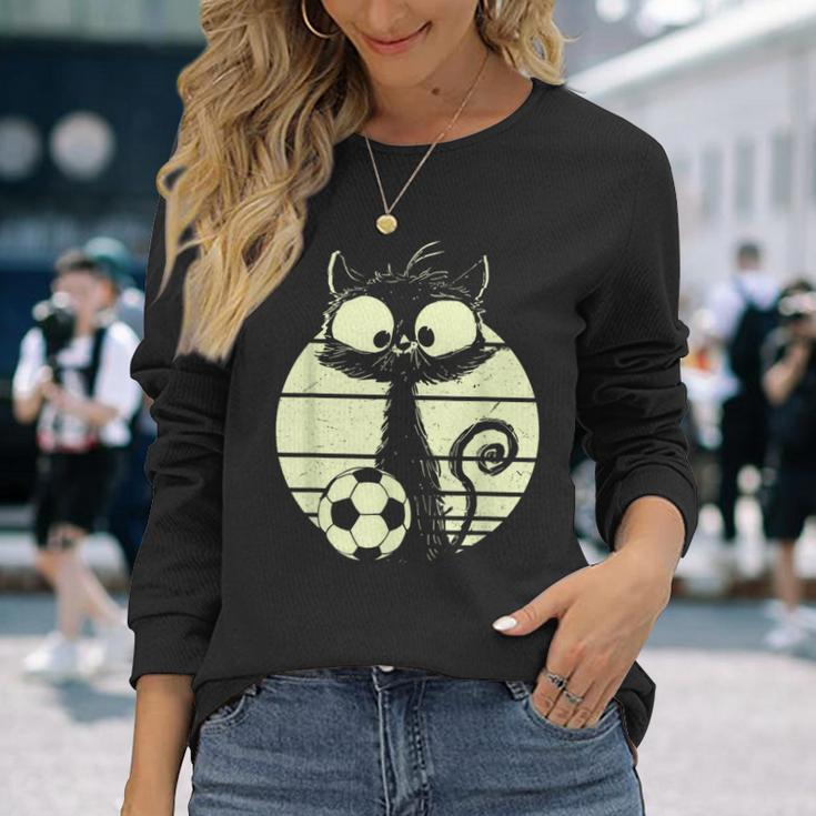 Cat Footballer Cats Cute Cat Langarmshirts Geschenke für Sie