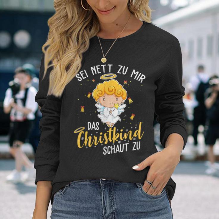 Christkind Schaut Zu Christmas Night Holiday Evening Langarmshirts Geschenke für Sie