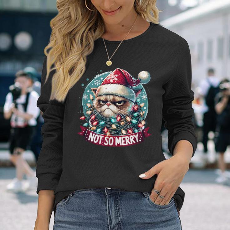 Christmas Cat Not So Merry Cat Langarmshirts Geschenke für Sie