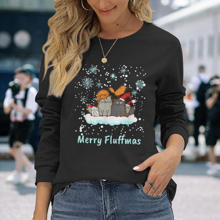 Christmas I Merry Fluffmas I Christmas Cats Cat Langarmshirts Geschenke für Sie