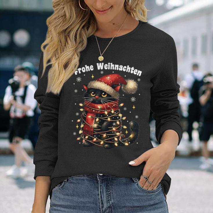 Christmas Outfit Cat With Christmas Lights Christmas Langarmshirts Geschenke für Sie