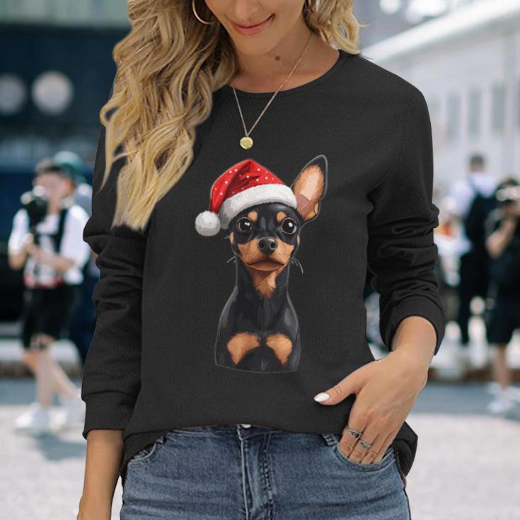 Cute Miniature Pinscher Dog Christmas Merry Xmas Graphic Langarmshirts Geschenke für Sie