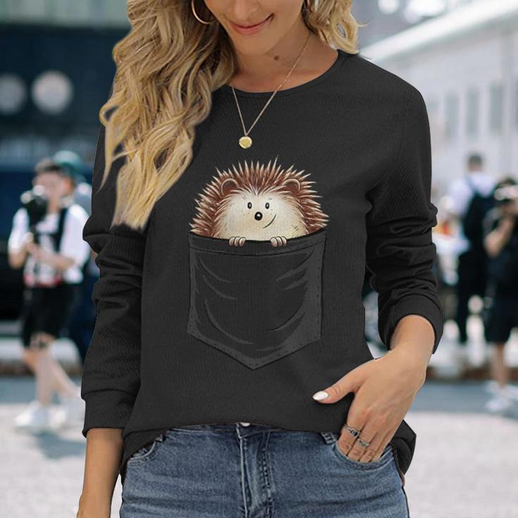 Casual Cute Spiky Hedgehog In Your Pocket Langarmshirts Geschenke für Sie