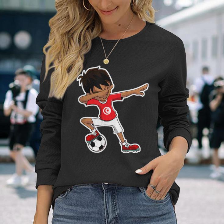 Dabbing Soccer Boy Tunisian Children's Tab Langarmshirts Geschenke für Sie