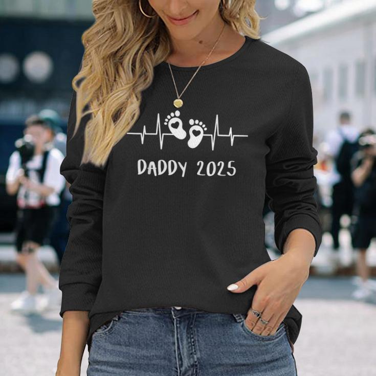 Daddy 2025 Heartbeat The Daddy Father's Day Birth Father Langarmshirts Geschenke für Sie