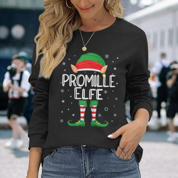 Damen Promille Elfe Kostüm Weihnachten Partnerlook Feiern Lustig Langarmshirts Geschenke für Sie