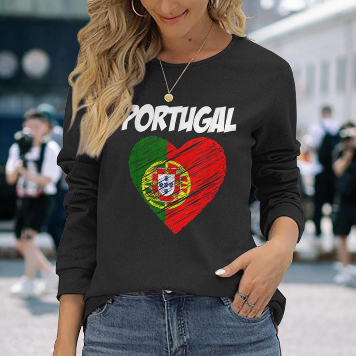 De La Bandera Del Corazón De Portugal I Love Portugal Camiseta de manga larga Regalos para ella