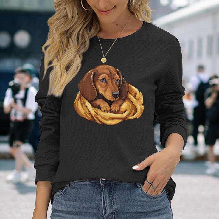 Dog Dachshund Official Favourite Sleeping Dachshund Langarmshirts Geschenke für Sie