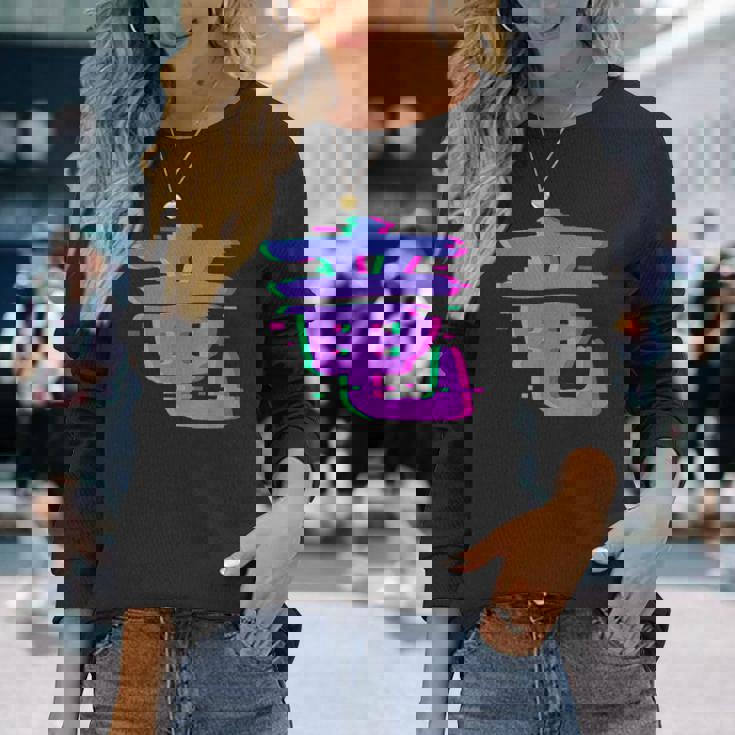 Dragon Kanji Symbole Japonais Esthétiqueaporwave Glitch Ar T-shirt à manches longues Cadeaux pour elle