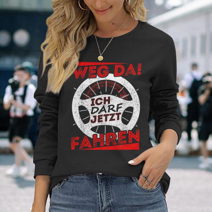 Driver Licence Testing Passed Weg Da Ich Darf Jetzt Fahren Langarmshirts Geschenke für Sie