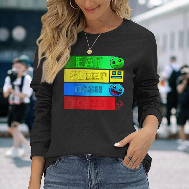 Eat Sleep Dash Repeatideo Game Geometryideo Gamer Langarmshirts Geschenke für Sie