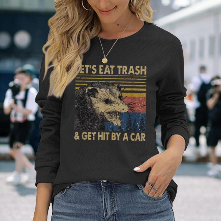 Lets Eat Trash And Get Hit By A Car -Intage Opossum Langarmshirts Geschenke für Sie