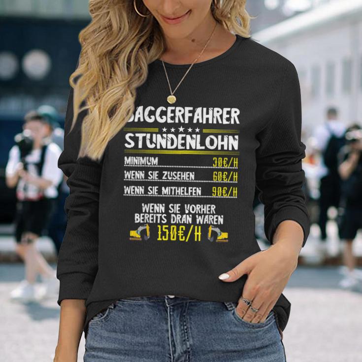 Excavator Driver Hourly Wage Digger Guide Machine Guide Work Langarmshirts Geschenke für Sie