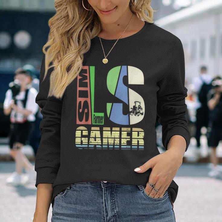 Farm Pc Simulator Tractor Driver Farmers S Langarmshirts Geschenke für Sie