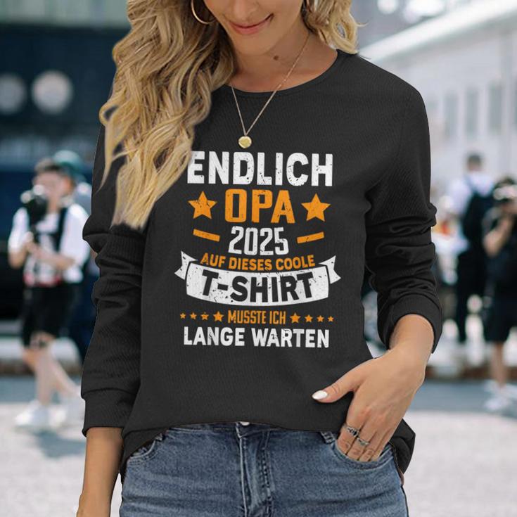 Finally Grandpa 2025 Expecting Grandpa Grandfather Become Announcement Langarmshirts Geschenke für Sie