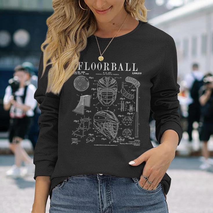 Floorball Player Stick Goalie Sportintage Lacquer Print S Langarmshirts Geschenke für Sie