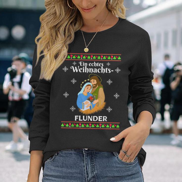 Flunder Fish Christmas Wonder Fishing Baltic Sea North Sea Langarmshirts Geschenke für Sie