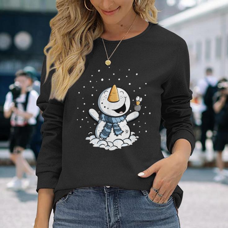 Froher Schneemann Im Schnee Winter Langarmshirts Geschenke für Sie