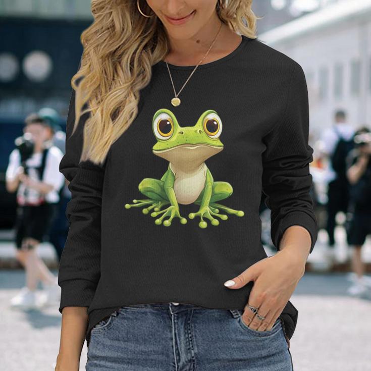 Frog With Big Eyes Frog Motif Langarmshirts Geschenke für Sie